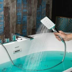 WOODBRIDGE 59" X 31-1/2" Whirlpool Water Jetted And Air Bubble Freestanding Heated Soaking Combination Bathtub With Tub Filler And LED Control Panel, BJ100+F0041CH -Woodbridgebath Shop 20230419143736W5OMVZV1 thumb 600x600