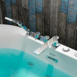 WOODBRIDGE 59" X 31-1/2" Whirlpool Water Jetted And Air Bubble Freestanding Heated Soaking Combination Bathtub With Tub Filler And LED Control Panel, BJ100+F0041CH -Woodbridgebath Shop 20230419143741W5OMVZV1 thumb 600x600