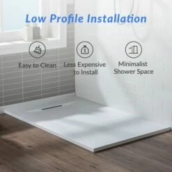WOODBRIDGE 60-in L X 36-in W Zero Threshold End Drain Shower Base With Reversable Drain Placement, Matching Decorative Drain Plate And Tile Flange, Wheel Chair Access, Low Profile, White -Woodbridgebath Shop 20230428133718W5OMVZV1 thumb 600x600