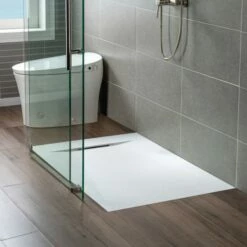 WOODBRIDGE 60-in L X 36-in W Zero Threshold End Drain Shower Base With Reversable Drain Placement, Matching Decorative Drain Plate And Tile Flange, Wheel Chair Access, Low Profile, White -Woodbridgebath Shop 20230428133805W5OMVZV1 thumb 600x600
