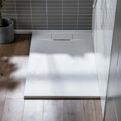 WOODBRIDGE 60-in L X 36-in W Zero Threshold End Drain Shower Base With Reversable Drain Placement, Matching Decorative Drain Plate And Tile Flange, Wheel Chair Access, Low Profile, White -Woodbridgebath Shop 20230428133903W5OMVZV1 thumb 600x600