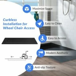 WOODBRIDGE 60-in L X 36-in W Zero Threshold End Drain Shower Base With Reversable Drain Placement, Matching Decorative Drain Plate And Tile Flange, Wheel Chair Access, Low Profile, Black -Woodbridgebath Shop 20230428134225W5OMVZV1 thumb 600x600