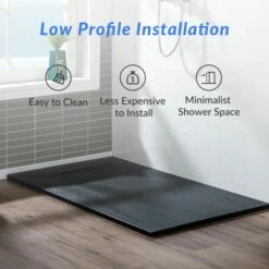 WOODBRIDGE 60-in L X 36-in W Zero Threshold End Drain Shower Base With Reversable Drain Placement, Matching Decorative Drain Plate And Tile Flange, Wheel Chair Access, Low Profile, Black -Woodbridgebath Shop 20230428134254W5OMVZV1 thumb 600x600