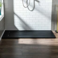 WOODBRIDGE 60-in L X 36-in W Zero Threshold End Drain Shower Base With Reversable Drain Placement, Matching Decorative Drain Plate And Tile Flange, Wheel Chair Access, Low Profile, Black -Woodbridgebath Shop 20230428134335W5OMVZV1 thumb 600x600