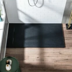 WOODBRIDGE 60-in L X 36-in W Zero Threshold End Drain Shower Base With Reversable Drain Placement, Matching Decorative Drain Plate And Tile Flange, Wheel Chair Access, Low Profile, Black -Woodbridgebath Shop 20230428134340W5OMVZV1 thumb 600x600