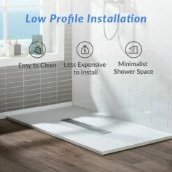 WOODBRIDGE 60-in L X 36-in W Zero Threshold End Drain Shower Base With Center Drain Placement, Matching Decorative Drain Plate And Tile Flange, Wheel Chair Access, Low Profile, White -Woodbridgebath Shop 20230428144739W5OMVZV1 thumb 600x600