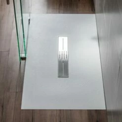 WOODBRIDGE 60-in L X 36-in W Zero Threshold End Drain Shower Base With Center Drain Placement, Matching Decorative Drain Plate And Tile Flange, Wheel Chair Access, Low Profile, White -Woodbridgebath Shop 20230428144743W5OMVZV1 thumb 600x600