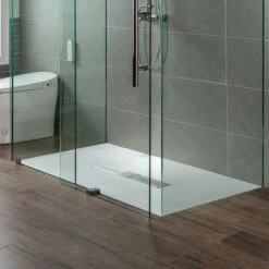 WOODBRIDGE 60-in L X 36-in W Zero Threshold End Drain Shower Base With Center Drain Placement, Matching Decorative Drain Plate And Tile Flange, Wheel Chair Access, Low Profile, White -Woodbridgebath Shop 20230428144753W5OMVZV1 thumb 600x600