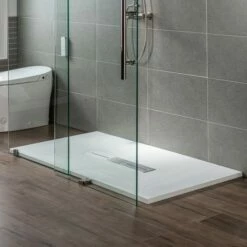 WOODBRIDGE 60-in L X 36-in W Zero Threshold End Drain Shower Base With Center Drain Placement, Matching Decorative Drain Plate And Tile Flange, Wheel Chair Access, Low Profile, White -Woodbridgebath Shop 20230428144758W5OMVZV1 thumb 600x600