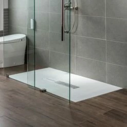 WOODBRIDGE 60-in L X 36-in W Zero Threshold End Drain Shower Base With Center Drain Placement, Matching Decorative Drain Plate And Tile Flange, Wheel Chair Access, Low Profile, White -Woodbridgebath Shop 20230428144807W5OMVZV1 thumb 600x600