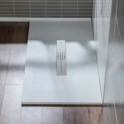 WOODBRIDGE 60-in L X 36-in W Zero Threshold End Drain Shower Base With Center Drain Placement, Matching Decorative Drain Plate And Tile Flange, Wheel Chair Access, Low Profile, White -Woodbridgebath Shop 20230428144812W5OMVZV1 thumb 600x600