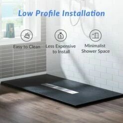 WOODBRIDGE 60-in L X 36-in W Zero Threshold End Drain Shower Base With Center Drain Placement, Matching Decorative Drain Plate And Tile Flange, Wheel Chair Access, Low Profile, Black -Woodbridgebath Shop 20230428145003W5OMVZV1 thumb 600x600