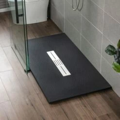 WOODBRIDGE 60-in L X 36-in W Zero Threshold End Drain Shower Base With Center Drain Placement, Matching Decorative Drain Plate And Tile Flange, Wheel Chair Access, Low Profile, Black -Woodbridgebath Shop 20230428145011W5OMVZV1 thumb 600x600