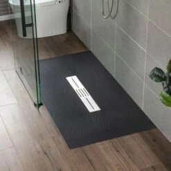 WOODBRIDGE 60-in L X 36-in W Zero Threshold End Drain Shower Base With Center Drain Placement, Matching Decorative Drain Plate And Tile Flange, Wheel Chair Access, Low Profile, Black -Woodbridgebath Shop 20230428145016W5OMVZV1 thumb 600x600