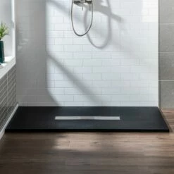 WOODBRIDGE 60-in L X 36-in W Zero Threshold End Drain Shower Base With Center Drain Placement, Matching Decorative Drain Plate And Tile Flange, Wheel Chair Access, Low Profile, Black -Woodbridgebath Shop 20230428145029W5OMVZV1 thumb 600x600