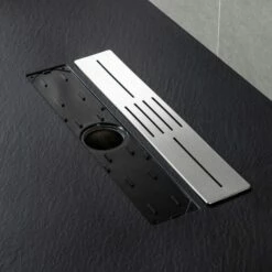 WOODBRIDGE 60-in L X 36-in W Zero Threshold End Drain Shower Base With Center Drain Placement, Matching Decorative Drain Plate And Tile Flange, Wheel Chair Access, Low Profile, Black -Woodbridgebath Shop 20230428145033W5OMVZV1 thumb 600x600