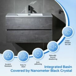 WOODBRIDGE 48 In. W X 18-7/8 In. D Contemporary Wall Hung Floating Vanity In Gray With Resin Composite Vanity Top In White With Matching Finish Sink. -Woodbridgebath Shop 20230517104926W5OMVZV1 thumb 600x600