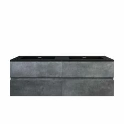 WOODBRIDGE 60 In. W X 18-7/8 In. D Contemporary Wall Hung Floating Vanity In Gray With Quartz Sand Composite Vanity Top In Black With Matching Finish Sink. -Woodbridgebath Shop 20230517105701W5OMVZV1 thumb 600x600
