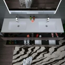 WOODBRIDGE 72 In. W X 18-7/8 In. D Contemporary Wall Hung Floating Vanity In Rose Wood With Resin Composite Vanity Top In White With Matching Finish Sink. -Woodbridgebath Shop 20230602163340W5OMVZV1 thumb 600x600