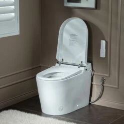Best Seller WOODBRIDGE B0990S One Piece Elongated Smart Toilet Bidet With Auto Open & Close, Auto Flush, Foot Sensor Flush, LED Temperature Display, Heated Seat And Integrated Multi Function Remote Control, White -Woodbridgebath Shop 20230612153212W5OMVZV1 thumb 600x600