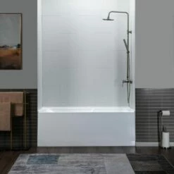 WOODBRIDGE 60" Acrylic Rectangular Alcove Soaking Bathtub In White With Right Drain, Chrome Pop-Up Drain Included BA6030R