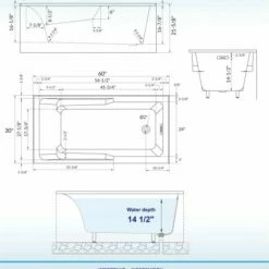 WOODBRIDGE 60" Acrylic Rectangular Alcove Soaking Bathtub In White With Right Drain, Chrome Pop-Up Drain Included BA6030R -Woodbridgebath Shop 20230705093619W5OMVZV1 thumb 600x600