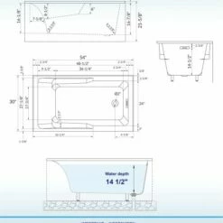 WOODBRIDGE 54" Acrylic Rectangular Alcove Soaking Bathtub In White With Right Drain, Chrome Pop-Up Drain Included BA5430R -Woodbridgebath Shop 20230705150919W5OMVZV1 thumb 600x600