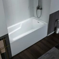 WOODBRIDGE 54" Acrylic Rectangular Alcove Soaking Bathtub In White With Right Drain, Chrome Pop-Up Drain Included BA5430R -Woodbridgebath Shop 20230705150934W5OMVZV1 thumb 600x600
