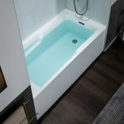 WOODBRIDGE 60" Acrylic Rectangular Alcove Soaking Bathtub In White With Right Drain, Brushed Nickel Pop-Up Drain Included BA6032R -Woodbridgebath Shop 20230705153630W5OMVZV1 thumb 600x600