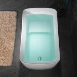 WOODBRIDGE 48" Acrylic Freestanding Square Contemporary Soaking Tub With Pre-molded Seat And Chrome Pop-Up Drain And Overflow Option, White, B0070 -Woodbridgebath Shop 20230706091302W5OMVZV1 thumb 600x600