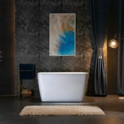 WOODBRIDGE 48" Acrylic Freestanding Square Contemporary Soaking Tub With Pre-molded Seat And Chrome Pop-Up Drain And Overflow Option, White, B0070 -Woodbridgebath Shop 20230706091335W5OMVZV1 thumb 600x600