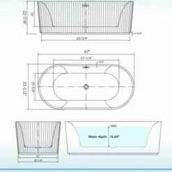 WOODBRIDGE 67" L X 31-1/2" W Freestanding Contemporary Soaking Bathtub With Chrome Pop-Up Drain Drain And Overflow Option, White, BTA1526+C-Drain &O -Woodbridgebath Shop 20230706172144W5OMVZV1 thumb 600x600