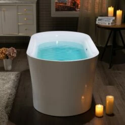 WOODBRIDGE 59" Acrylic Freestanding Bathtub Contemporary Soaking Tub With Chrome Overflow And Drain,White Tub,B0058-CH -Woodbridgebath Shop 2023072716564160ZLNMMC thumb 600x600