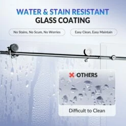 WOODBRIDGE Frameless Sliding Shower Doors With Soft Close System, 56-60" Width X 76"Height With 3/8"(10mm) Clear Tempered Glass In Polished Chrome Finish, BSDC6076-C -Woodbridgebath Shop 202308040952044WR2STB9 thumb 600x600