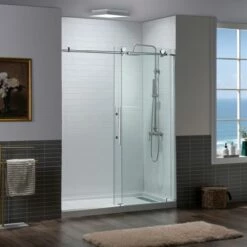 WOODBRIDGE Frameless Sliding Shower Doors With Soft Close System, 56-60" Width X 76"Height With 3/8"(10mm) Clear Tempered Glass In Polished Chrome Finish, BSDC6076-C -Woodbridgebath Shop 20230804095241LV7S9KXD thumb 600x600