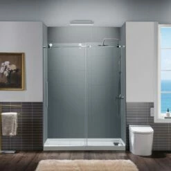 WOODBRIDGE Frameless Sliding Shower Doors With Soft Close System, 56-60" Width X 76"Height With 3/8"(10mm) Clear Tempered Glass In Polished Chrome Finish, BSDC6076-C -Woodbridgebath Shop 20230804095248MJJ9V1NW thumb 600x600