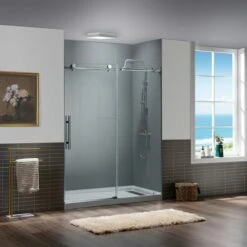 WOODBRIDGE Frameless Sliding Shower Doors With Soft Close System, 56-60" Width X 76"Height With 3/8"(10mm) Clear Tempered Glass In Polished Chrome Finish, BSDC6076-C -Woodbridgebath Shop 20230804095253RQZFP29W thumb 600x600