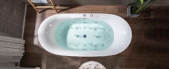 WOODBRIDGE 72" X 35-3/8" Whirlpool Water Jetted And Air Bubble Freestanding Heated Soaking Combination Bathtub With Tub Filler And LED Control Panel , BJ400+F0041CH -Woodbridgebath Shop 20230804153012RKHUNW4U