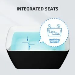 WOODBRIDGE 48" Acrylic Freestanding Square Contemporary Soaking Tub With Pre-molded Seat And Chrome Pop-UP Drain And Overflow Option, Black, B1870 -Woodbridgebath Shop 202308110855295N0XCQKY thumb 600x600