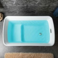 WOODBRIDGE 48" Acrylic Freestanding Square Contemporary Soaking Tub With Pre-molded Seat And Chrome Pop-UP Drain And Overflow Option, Black, B1870 -Woodbridgebath Shop 20230811085819GM18ZNO8 thumb 600x600