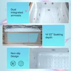 WOODBRIDGE 60" Alcove Acrylic Rectangular Whirlpool Heated Jetted Tub In White With Left Drain, Chrome Pop-up Drain Included BS6030L -Woodbridgebath Shop 20230816134237K7QRL6N3 thumb 600x600