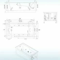 WOODBRIDGE 60" Alcove Acrylic Rectangular Whirlpool Heated Jetted Tub In White With Left Drain, Chrome Pop-up Drain Included BS6030L -Woodbridgebath Shop 20230816134652WZQUNYN9 thumb 600x600