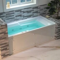 WOODBRIDGE 60" Alcove Acrylic Rectangular Whirlpool Heated Jetted Tub In White With Left Drain, Chrome Pop-up Drain Included BS6030L -Woodbridgebath Shop 202308161347588DUGMZEG thumb 600x600