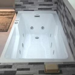 WOODBRIDGE 60" Alcove Acrylic Rectangular Whirlpool Heated Jetted Tub In White With Left Drain, Chrome Pop-up Drain Included BS6030L -Woodbridgebath Shop 20230816135157KTDUE1DF thumb 600x600