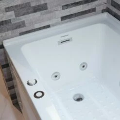 WOODBRIDGE 60" Alcove Acrylic Rectangular Whirlpool Heated Jetted Tub In White With Left Drain, Chrome Pop-up Drain Included BS6030L -Woodbridgebath Shop 20230816135251WH4INLSR thumb 600x600