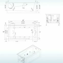 WOODBRIDGE 60" Alcove Acrylic Rectangular Whirlpool Heated Jetted Tub In White With Right Drain, Chrome Pop-up Drain Included BS6030R -Woodbridgebath Shop 20230816142942FRDPZFX4 thumb 600x600