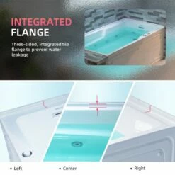 WOODBRIDGE 60" Alcove Acrylic Rectangular Whirlpool Heated Jetted Tub In White With Right Drain, Chrome Pop-up Drain Included BS6030R -Woodbridgebath Shop 20230816143007TWMMJE9F thumb 600x600