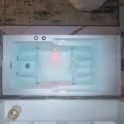 WOODBRIDGE 60" Alcove Acrylic Rectangular Whirlpool Heated Jetted Tub In White With Right Drain, Chrome Pop-up Drain Included BS6030R -Woodbridgebath Shop 20230816143105O8YGT3DT thumb 600x600