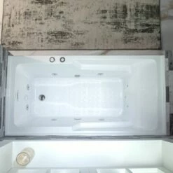WOODBRIDGE 60" Alcove Acrylic Rectangular Whirlpool Heated Jetted Tub In White With Right Drain, Chrome Pop-up Drain Included BS6030R -Woodbridgebath Shop 20230816143126KJ0PC58P thumb 600x600
