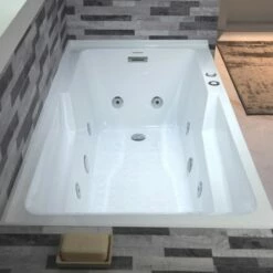 WOODBRIDGE 60" Alcove Acrylic Rectangular Whirlpool Heated Jetted Tub In White With Right Drain, Chrome Pop-up Drain Included BS6030R -Woodbridgebath Shop 20230816143245RTF99E83 thumb 600x600